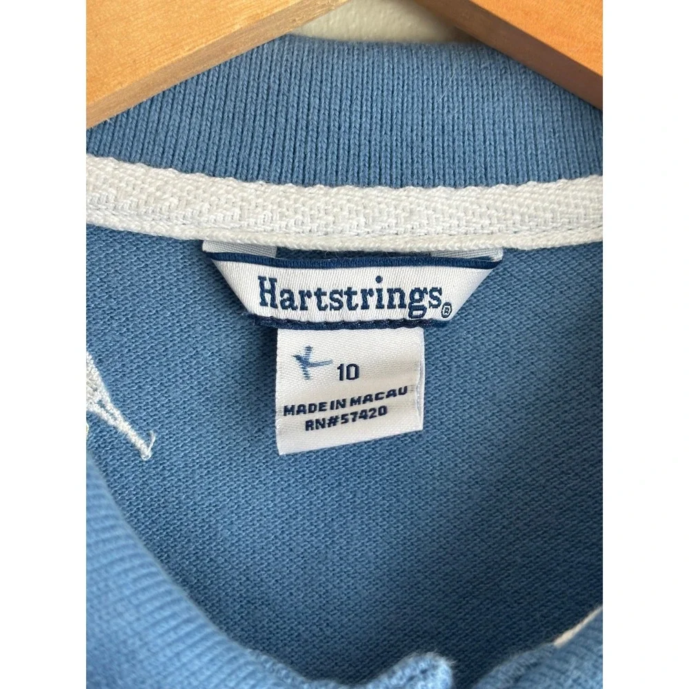 Hartstrings Kids Blue Tennis Print Short Sleeve Polo Shirt‎ Size 10